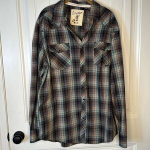 Coastal Western Shirt Black Pearl Snap Long Sleeve Button Down XL  Multi Color